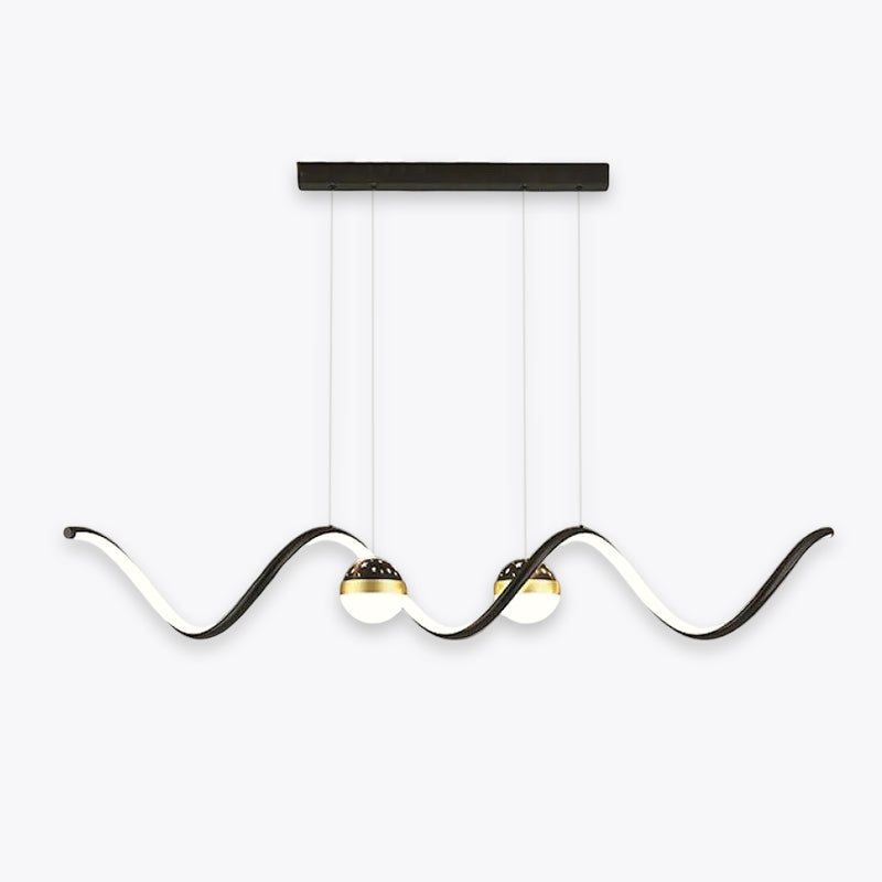 Arisha Suspension Linéaire Nordique, Métal/Acrylique, Noir/Blanc/Doré, Salon