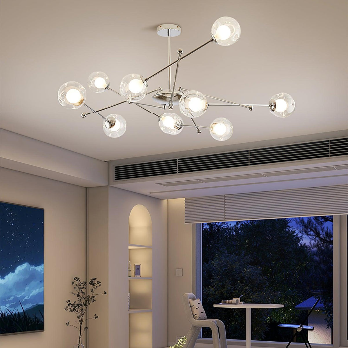 Perevia Lustre en Verre et Chrome