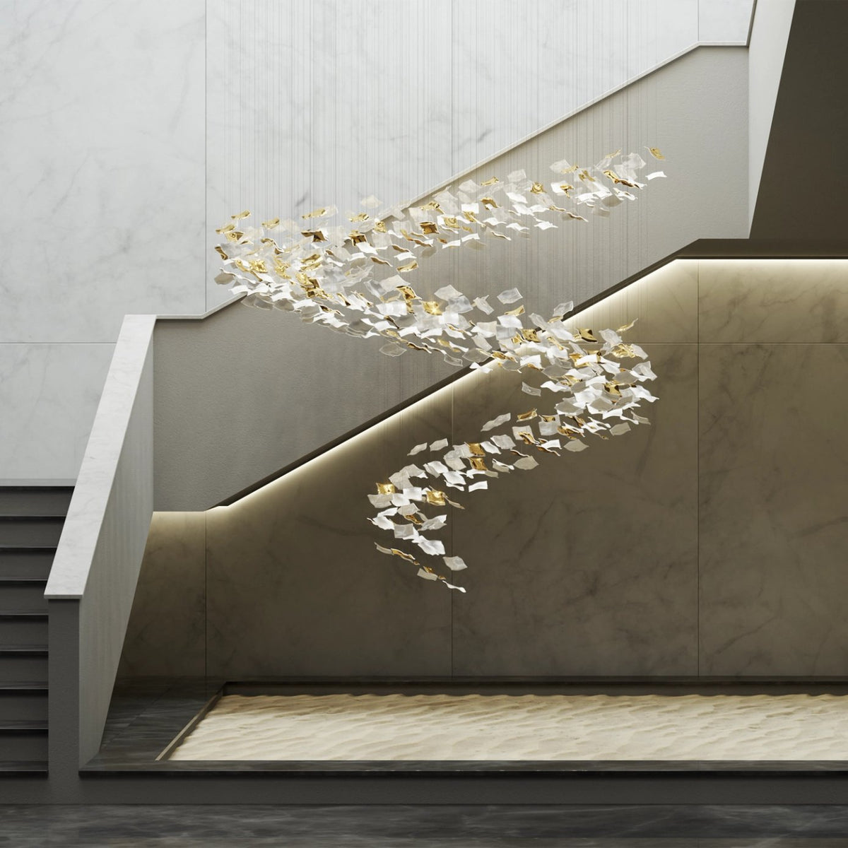 Whispering Kerchiefs Chandelier-Neutral Decor
