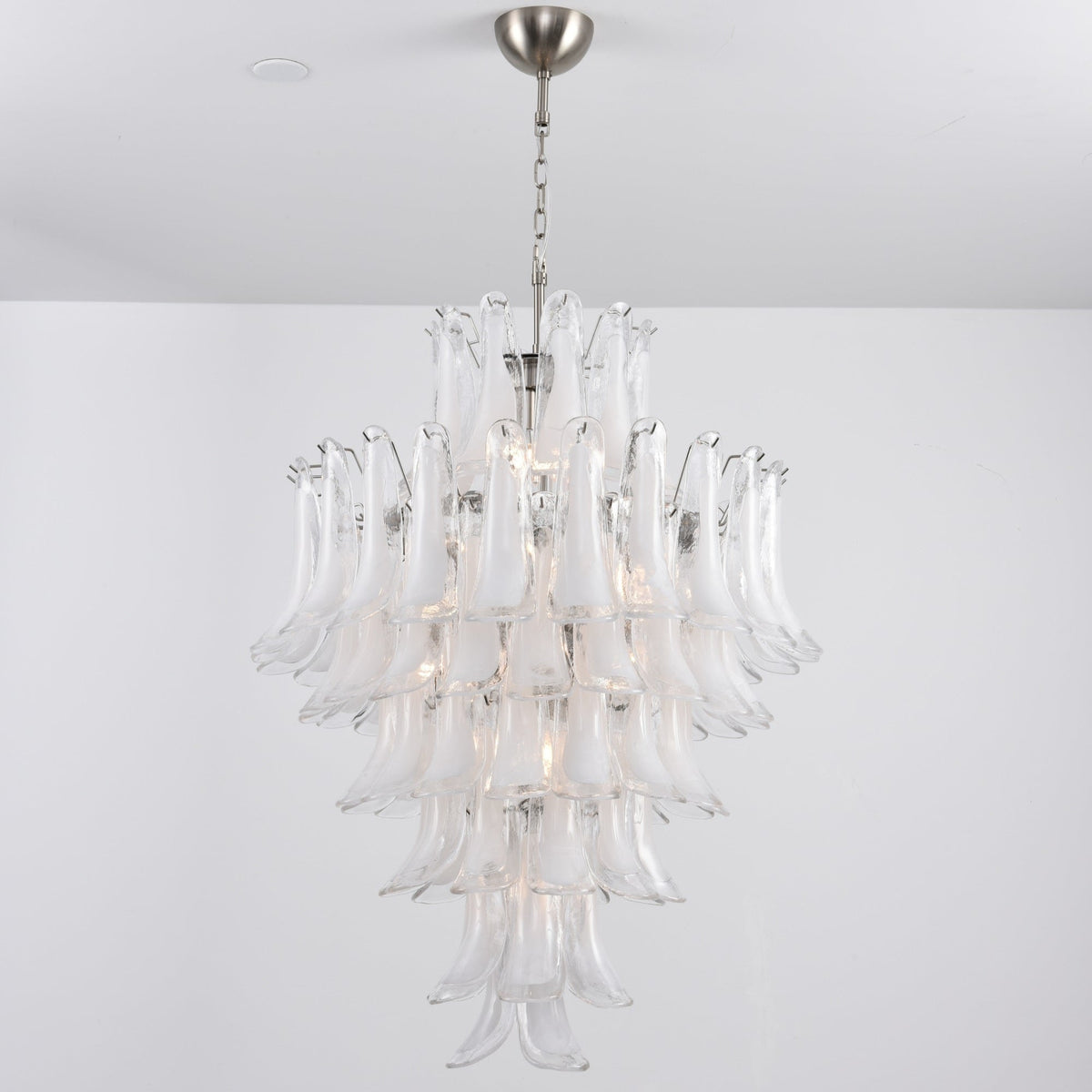 Lyseris Lustre Blanc Nuage Verre Pétales