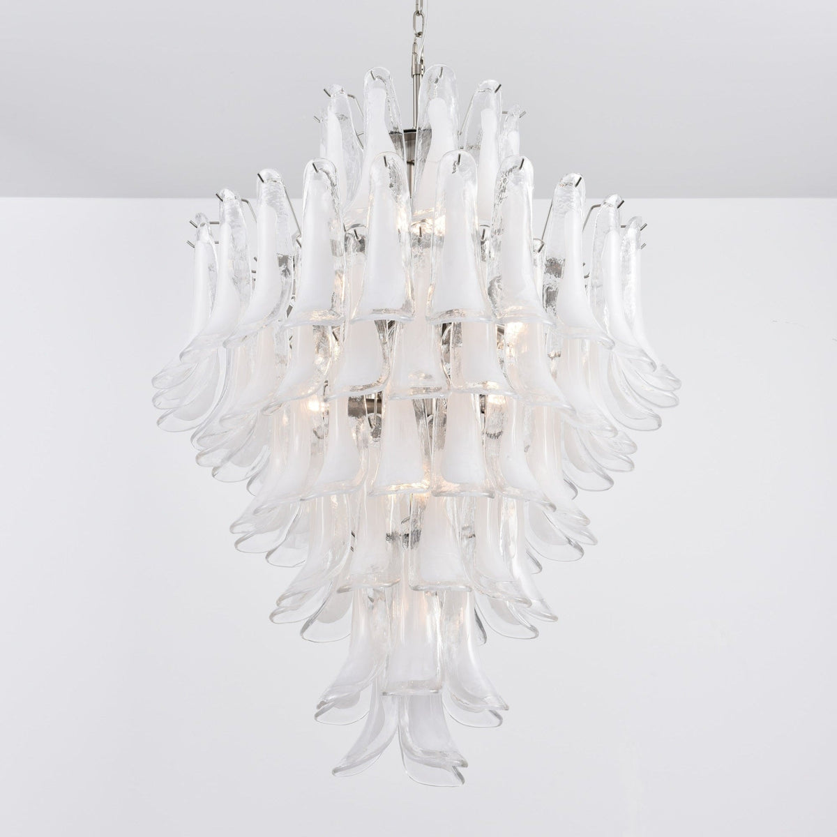 Lyseris Lustre Blanc Nuage Verre Pétales
