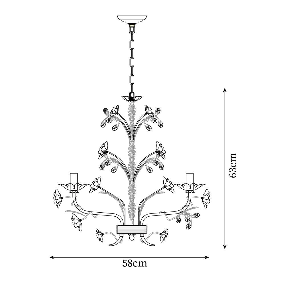 Chandelier Ornate Metal Frame Porcelain Roses Crystal Classic Luxury-Neutral Decor