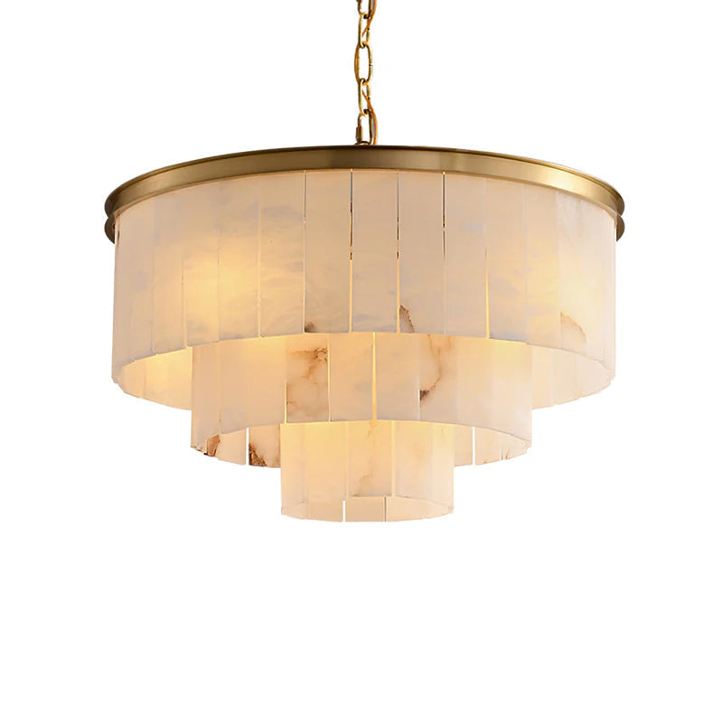 Windham Alabaster Chandelier Layered Halo-Neutral Decor