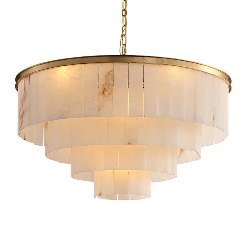 Windham Alabaster Chandelier Layered Halo-Neutral Decor