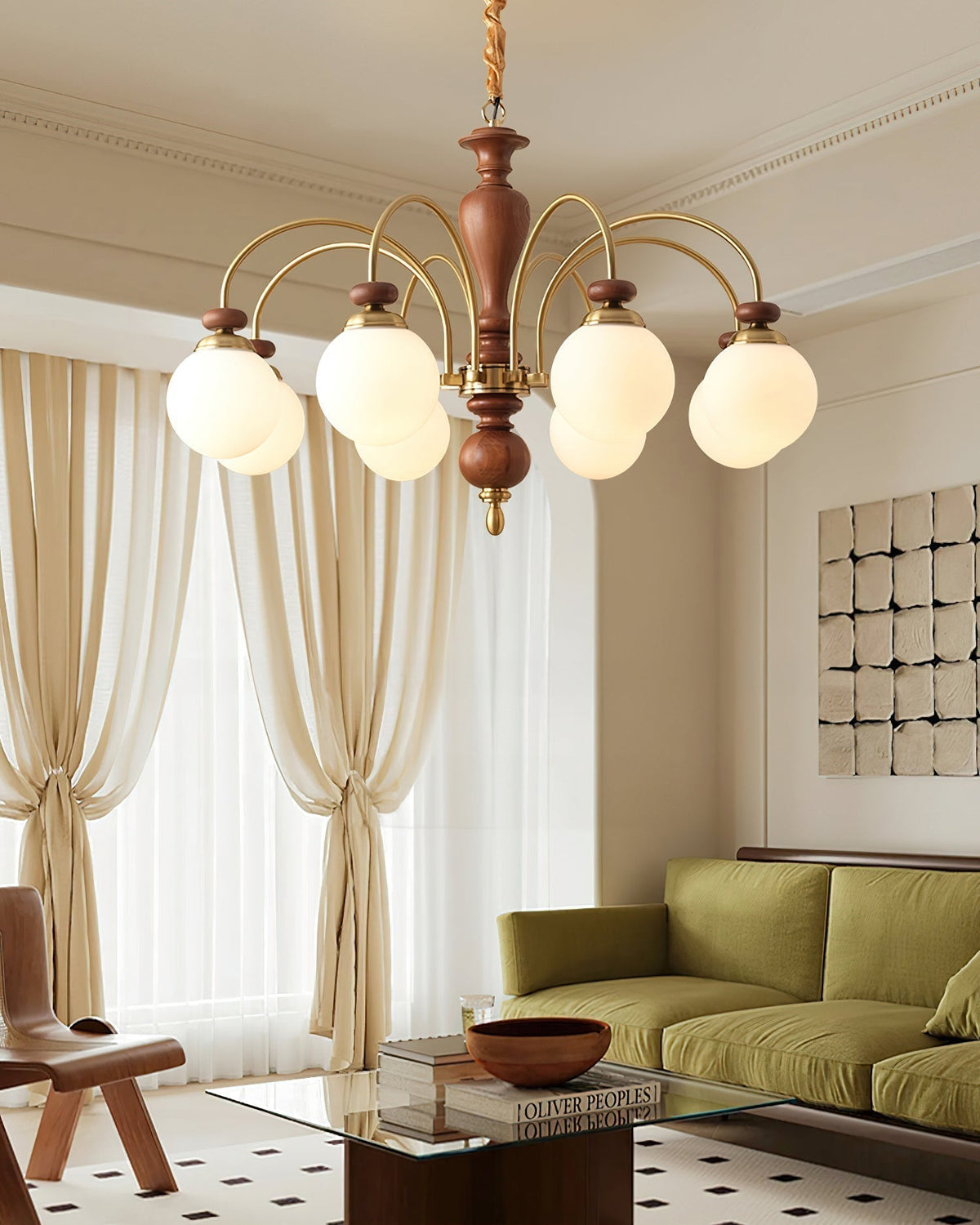 Vianoris Lustre Classique en Bois et Laiton