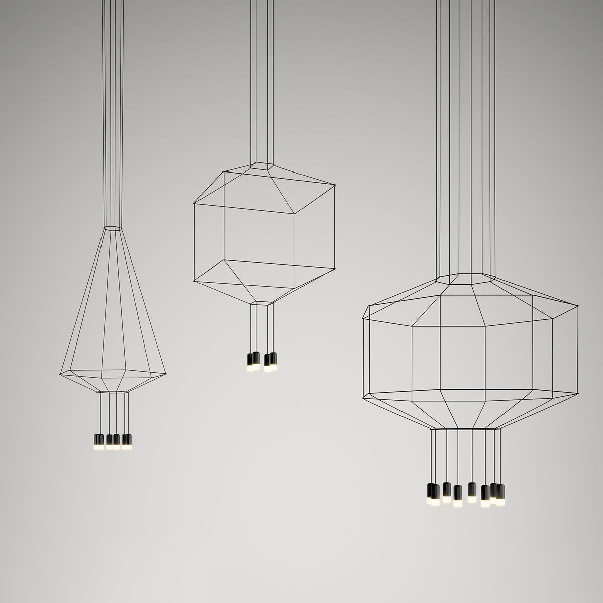 Quineira Suspension Géométrique en Fil Noir LED