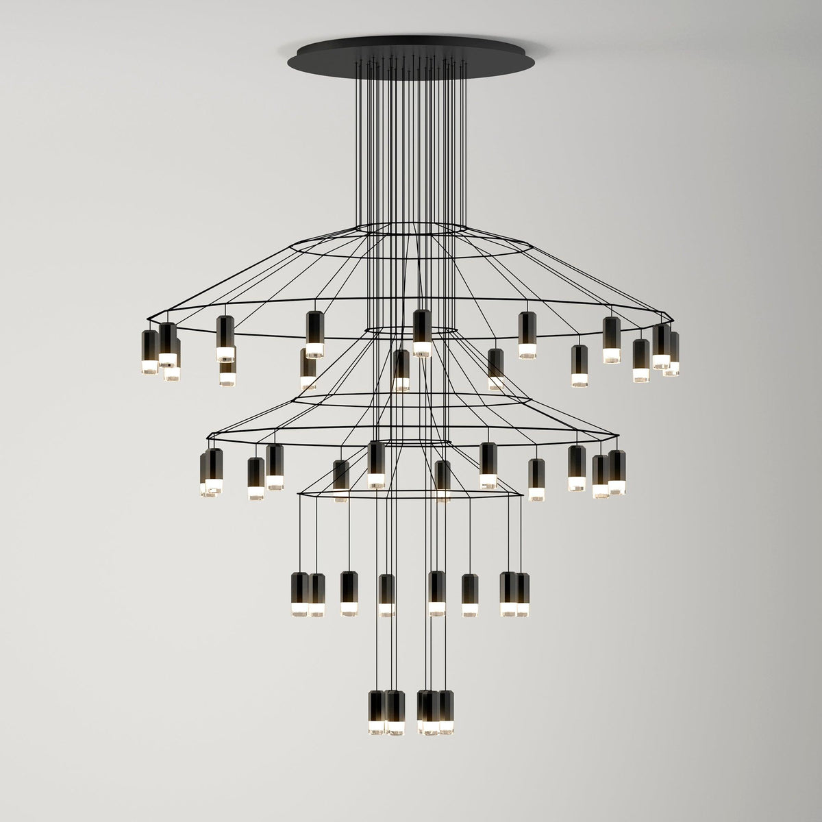 Soloris Lustre Lignes Noir Structure Métallique LED