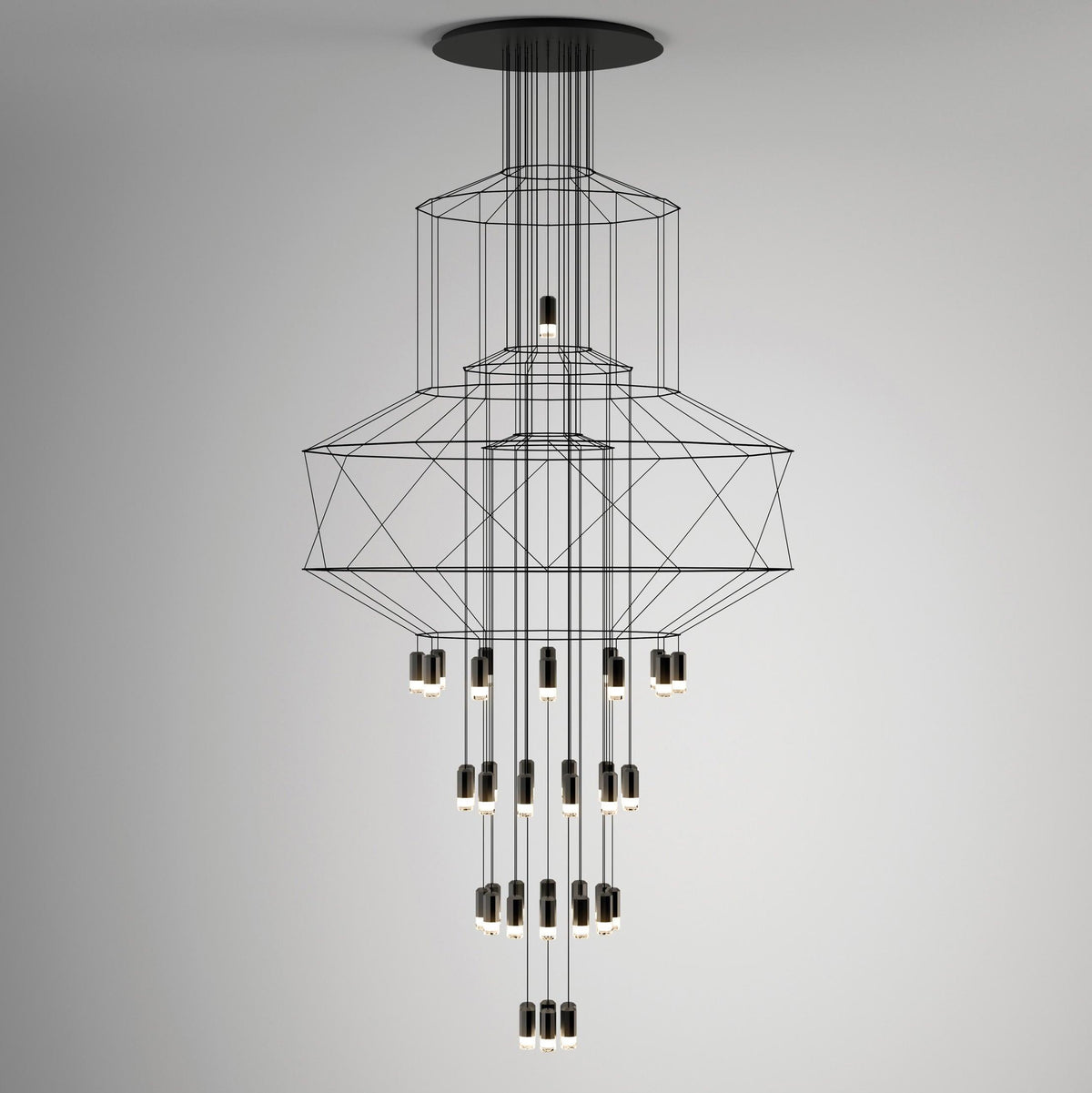 Soloris Lustre Lignes Noir Structure Métallique LED