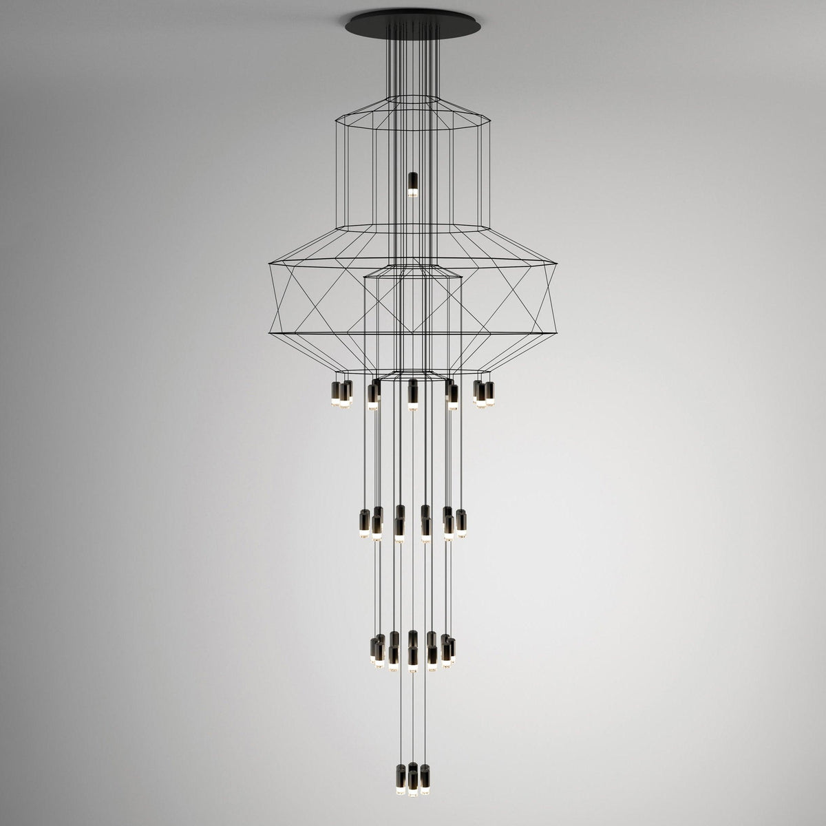Soloris Lustre Lignes Noir Structure Métallique LED