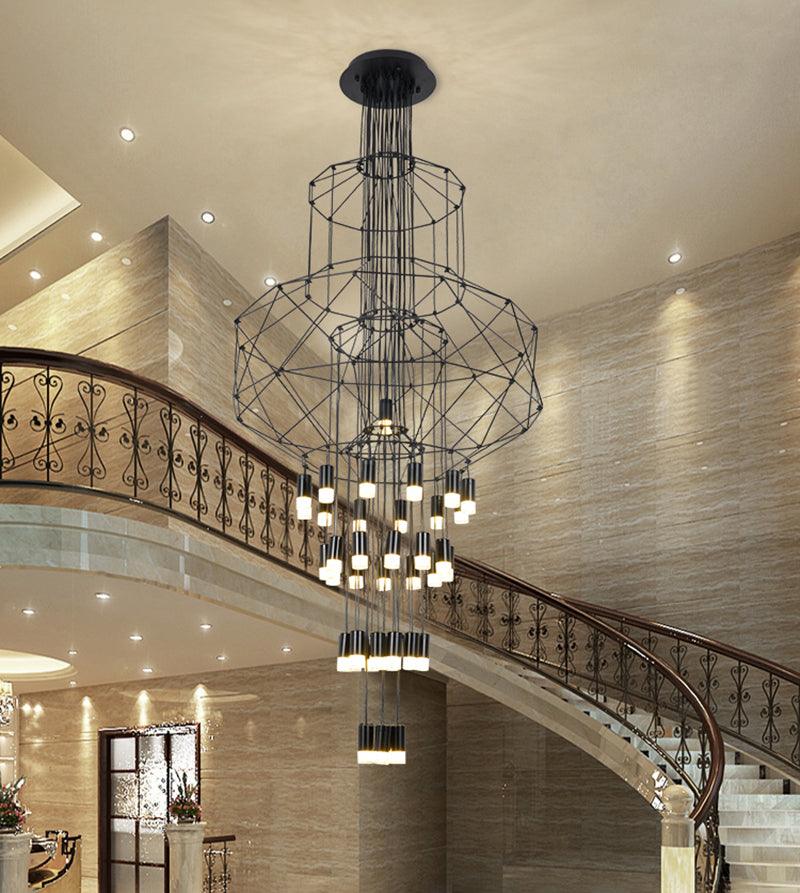 Soloris Lustre Lignes Noir Structure Métallique LED
