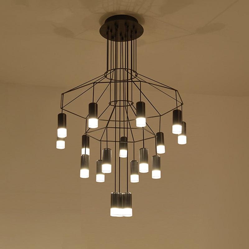 Soloris Lustre Lignes Noir Structure Métallique LED