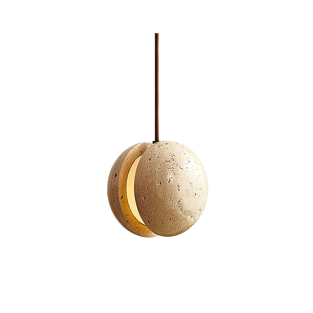 Wisteria Pendant Lamp in yellow travertine against a plain background.