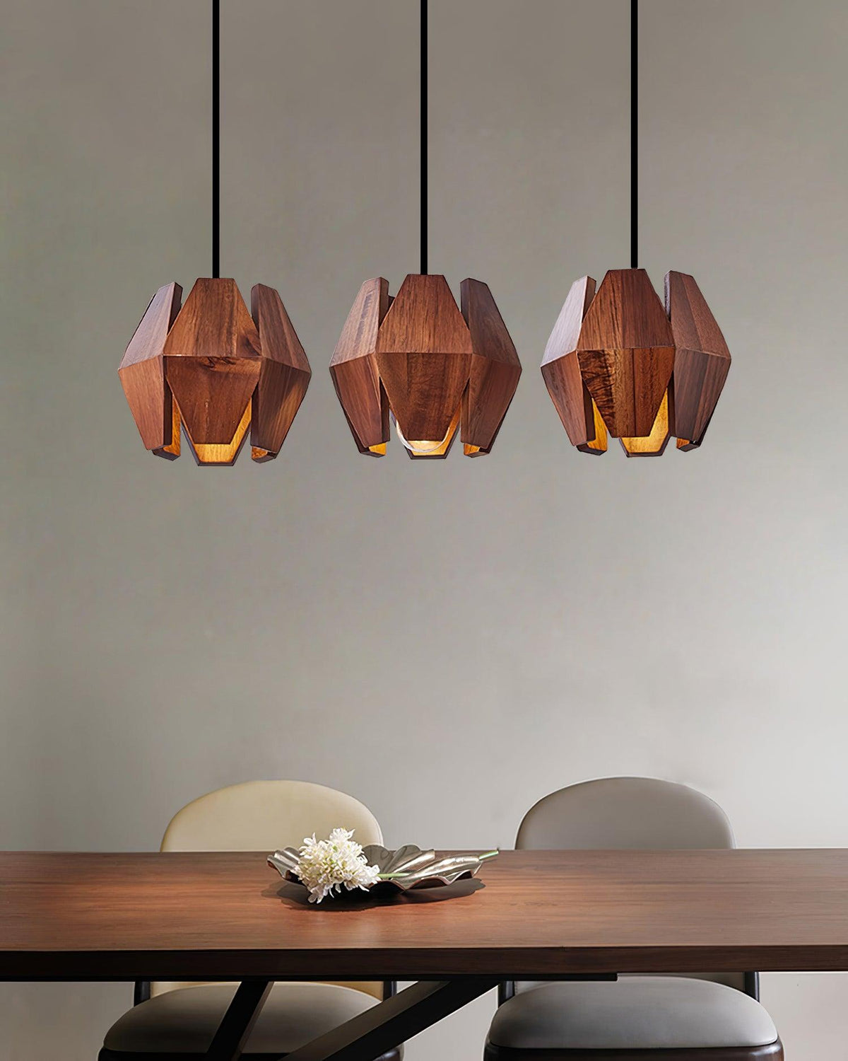 Miro Pendant Lamp Geometric Wood Shade Warm Glow Nordic Minimalist Accent-Neutral Decor