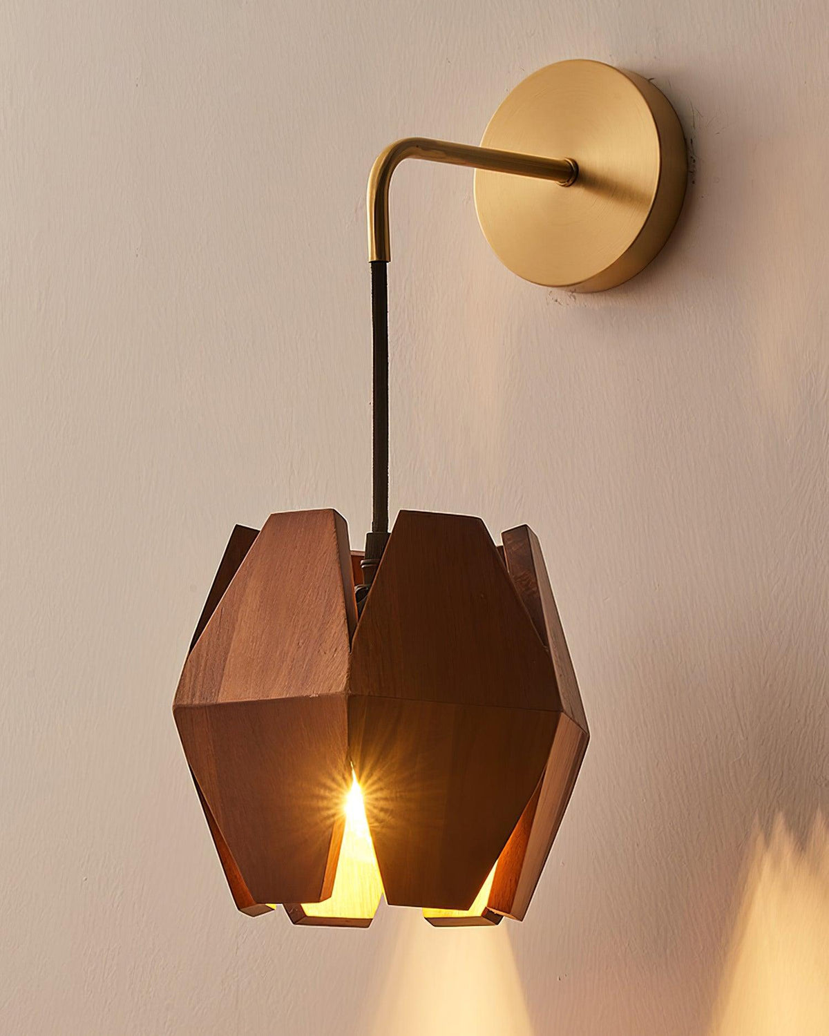 Wall Lamp Geometric Wood Shade Warm Glow Nordic Minimalist Accent-Neutral Decor