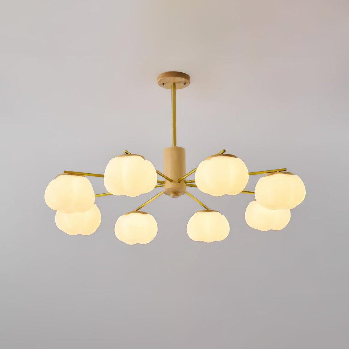 Tevena Lustre Boules de Coton Bois Doré PE