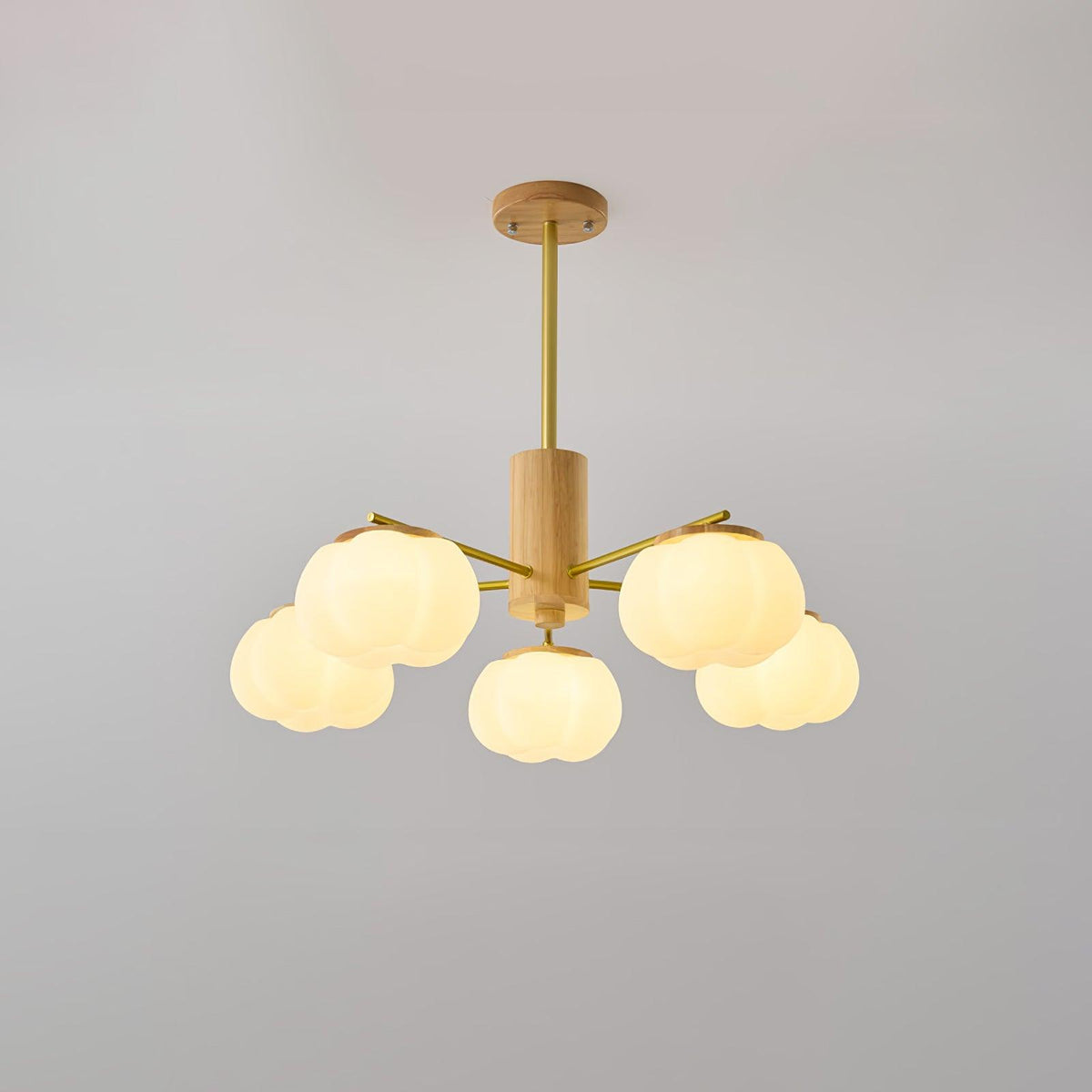 Tevena Lustre Boules de Coton Bois Doré PE