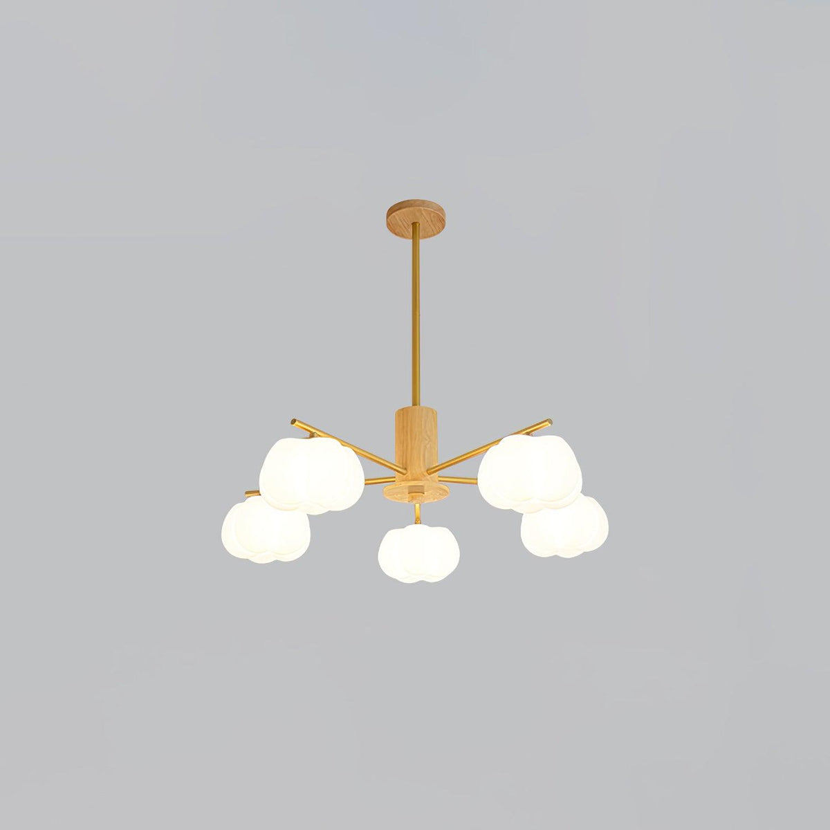 Tevena Lustre Boules de Coton Bois Doré PE