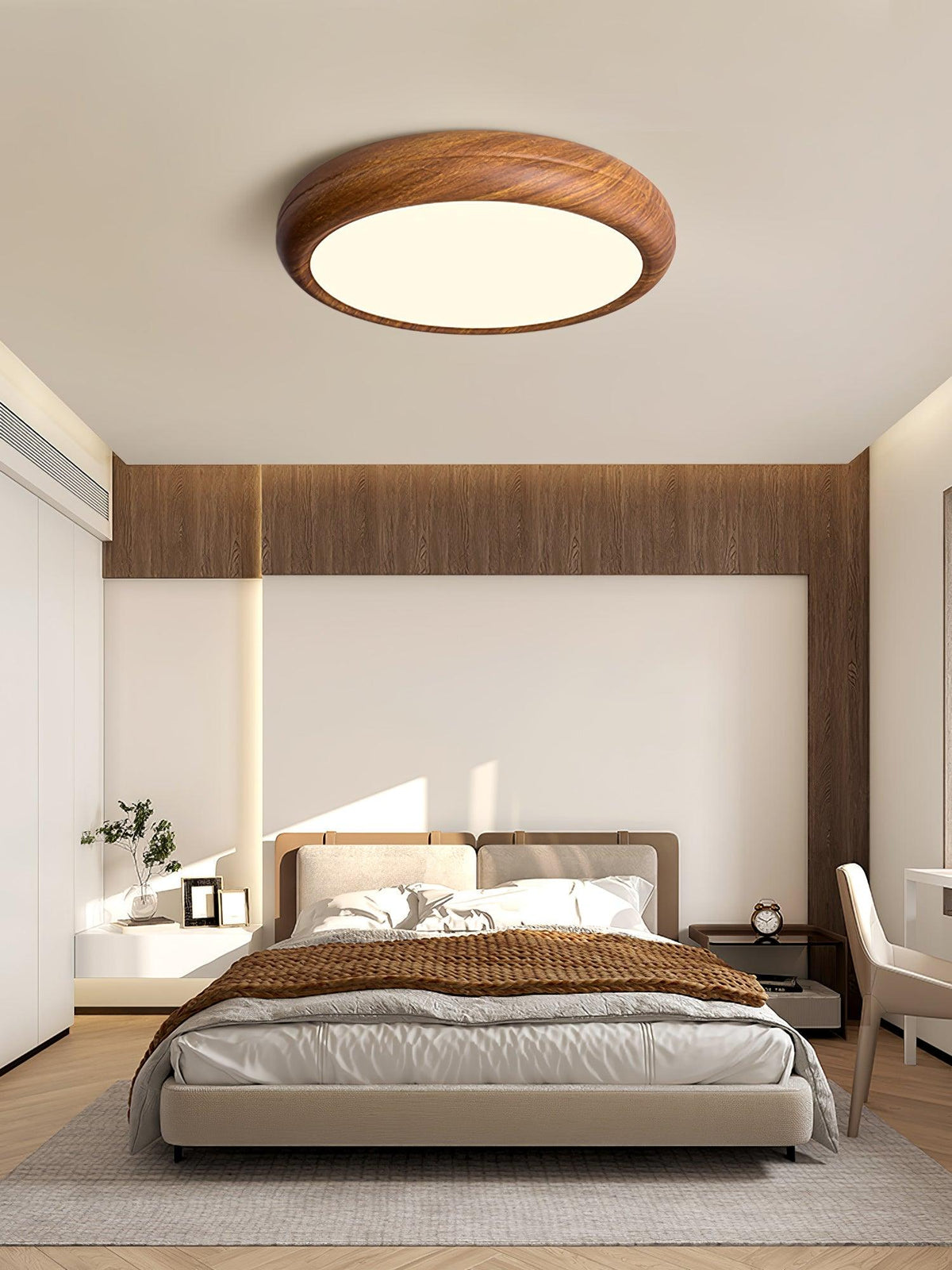 Elda Wood Wood Grain Round Ceiling Light-Neutral Decor
