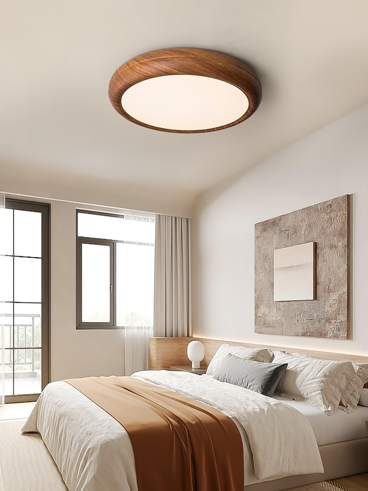 Elda Wood Wood Grain Round Ceiling Light-Neutral Decor