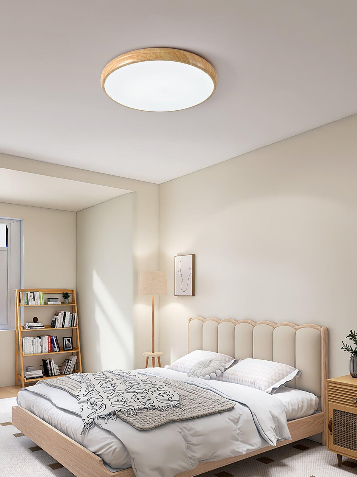 Rilina Plafonnier rond en acrylique effet bois