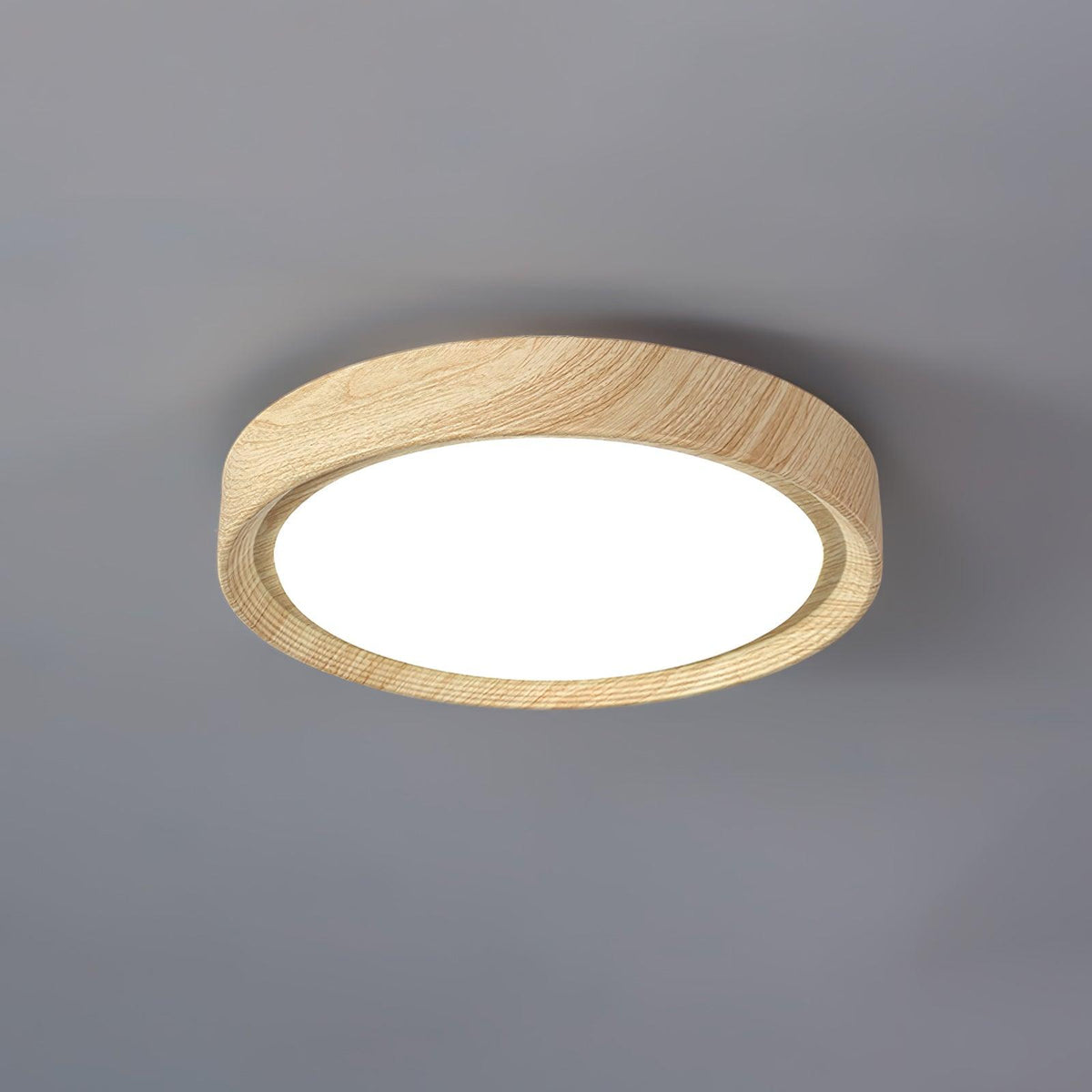Grena Motif Bois Plafonnier Led Rond