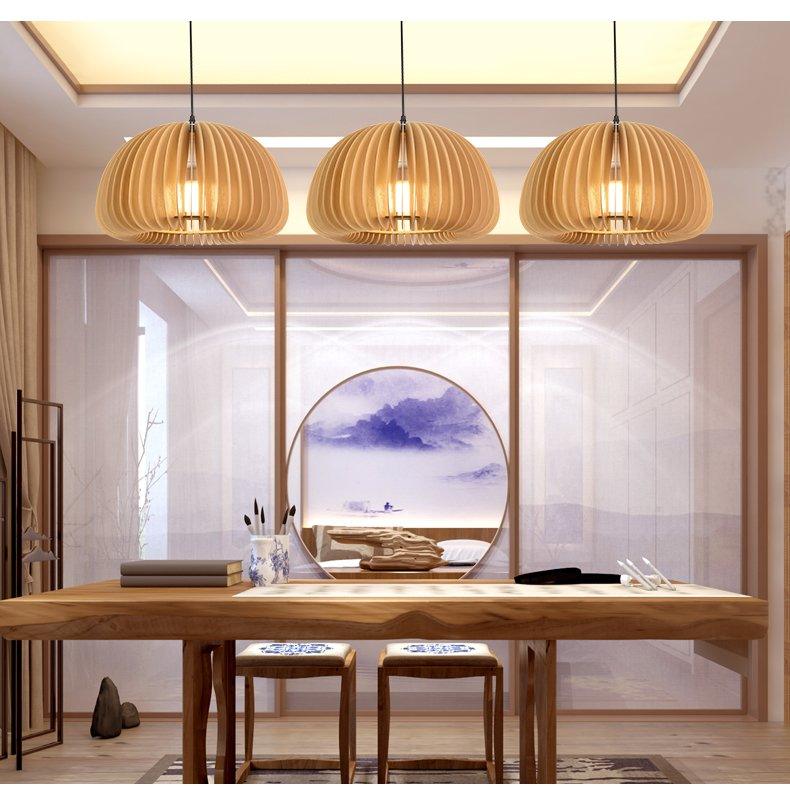 Floreira Lampe Suspendue en Bois Dôme Citrouille Nordic
