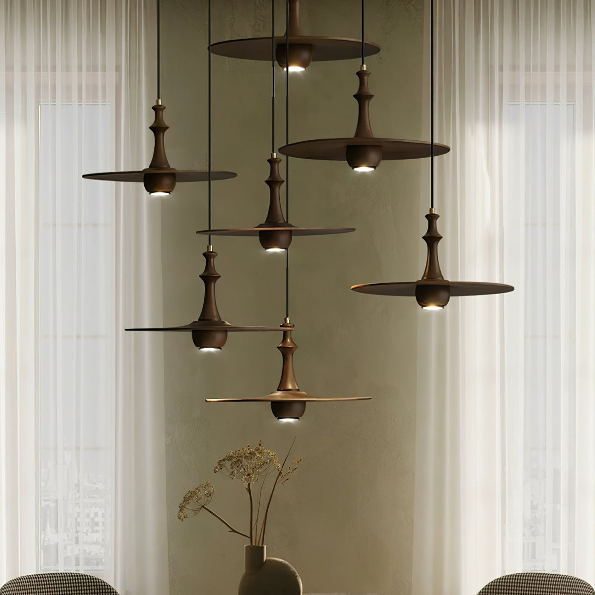 Spindle Suspension en Bois Tournante