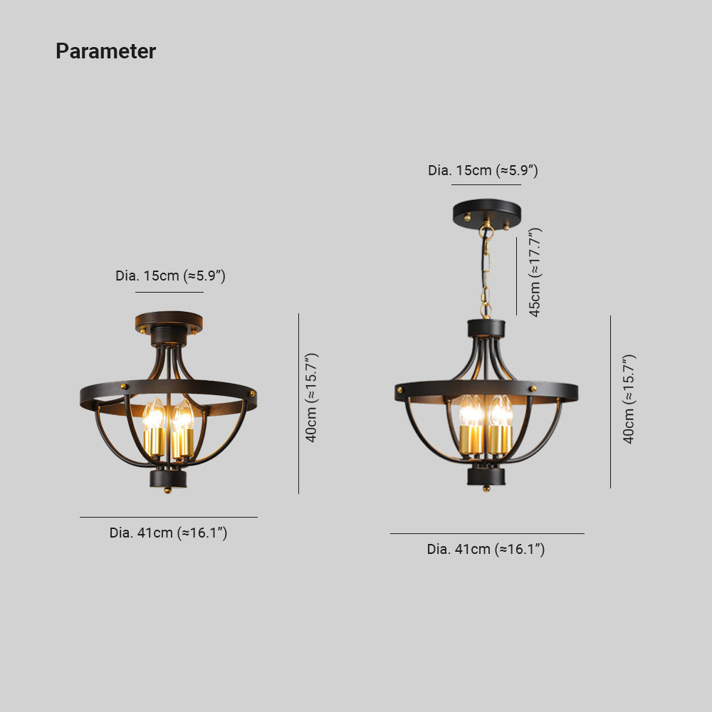 Silva Vintage LED Suspension Noir Métal Salon/Chambre à Coucher