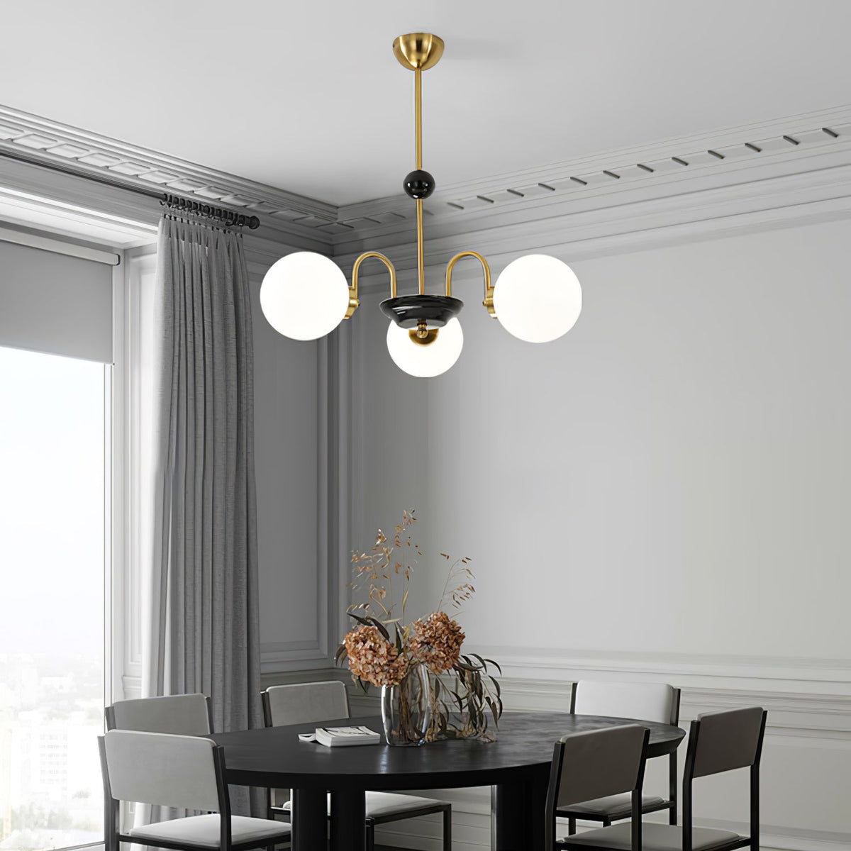 Arlelia Lustre Cadre en Tige et Blanc