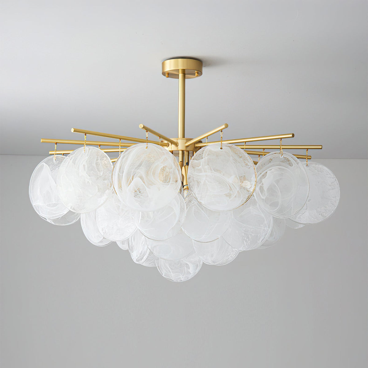 The medium size (Dia 60cm) Celestia Chandelier above a kitchen island.