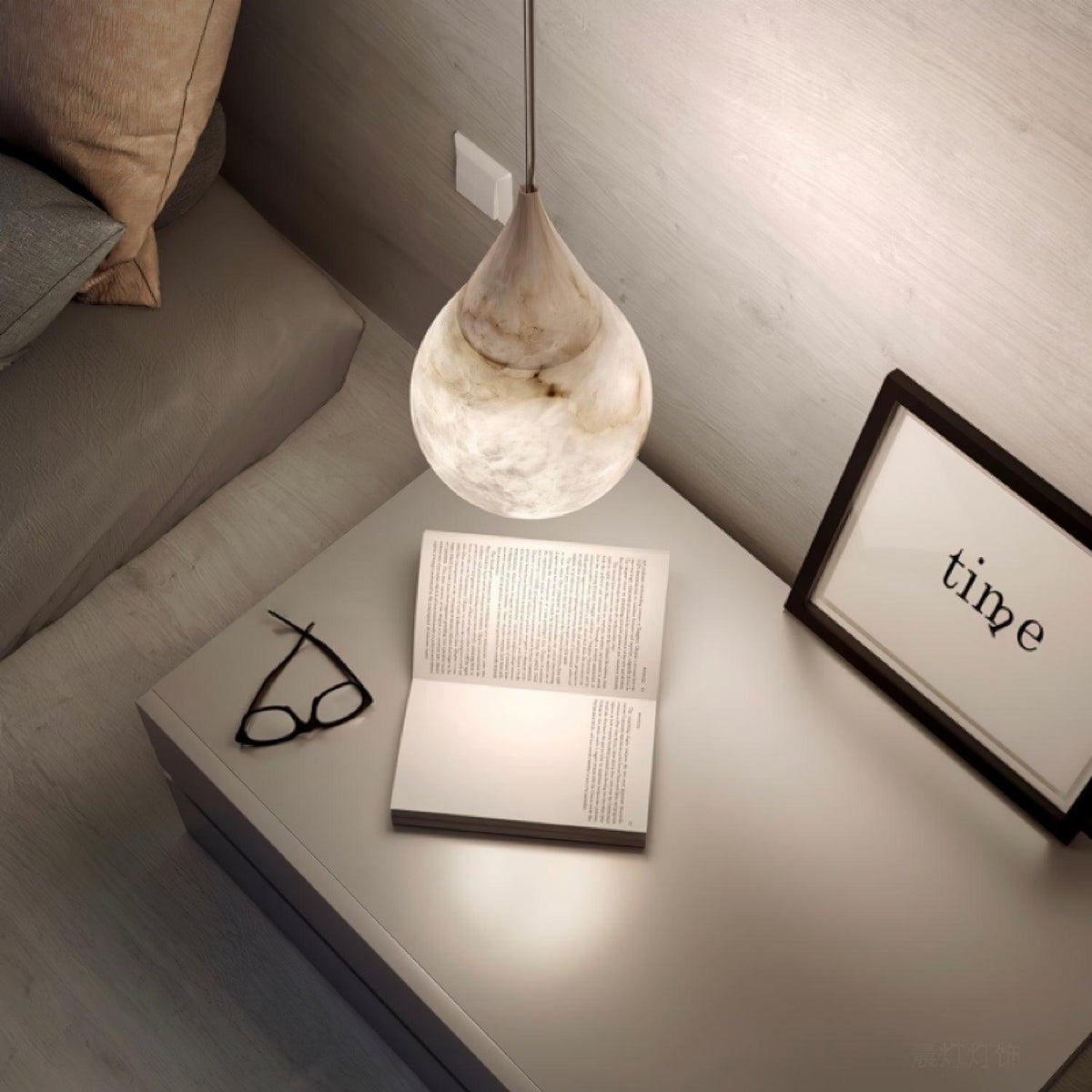 LustraLux Suspension Lampe Goutte de Pluie en Marbre