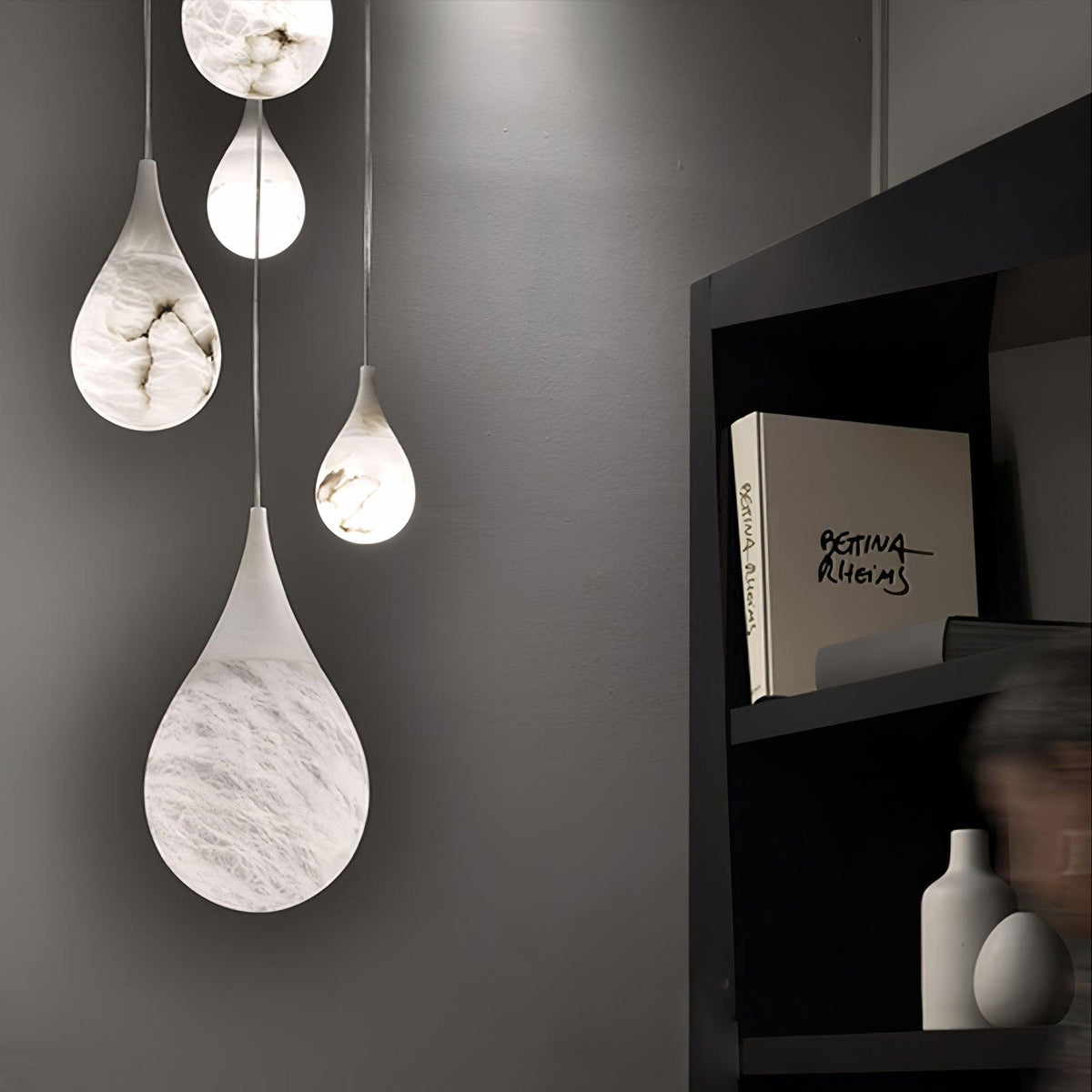 LustraLux Suspension Lampe Goutte de Pluie en Marbre