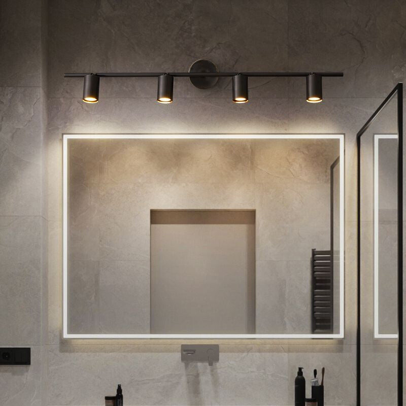 Arisha Applique Murale Cylindrique Minimaliste, Métal, Noir/Laiton, Salle de Bain