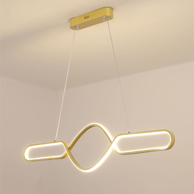 Arisha Suspension LED Linéaire, Métal/Gel de Silice, Noir/Or, Salle à Manger