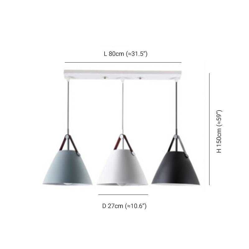 Arisha Suspension Conique Moderne, Métal, Nior/Blanc/Gris, Salon