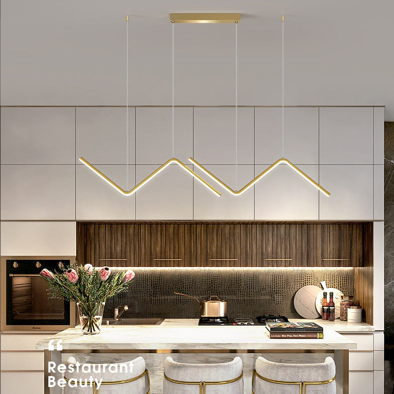 Arisha Lampe Suspendue Lustre LED Moderne, Métal, Noir/Or, Cuisine