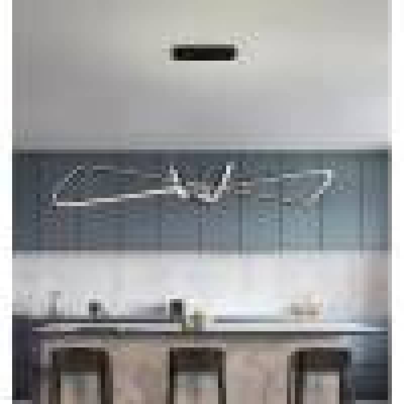 Arisha Suspension Minimalist Geometric Adjustable, Métal, Noir/Or, Salle à Manger