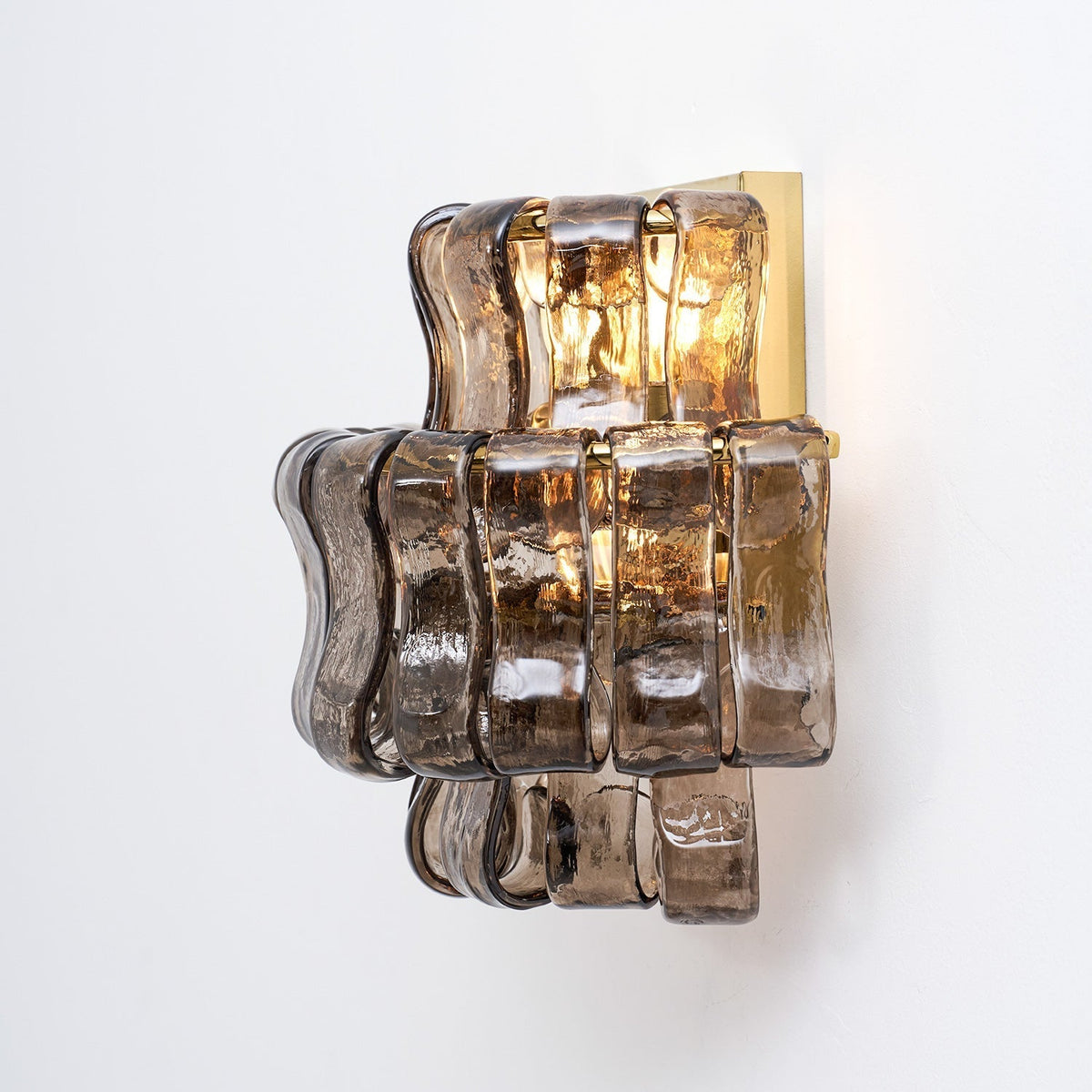 Albano Wall Lamp in smoke grey, front view.