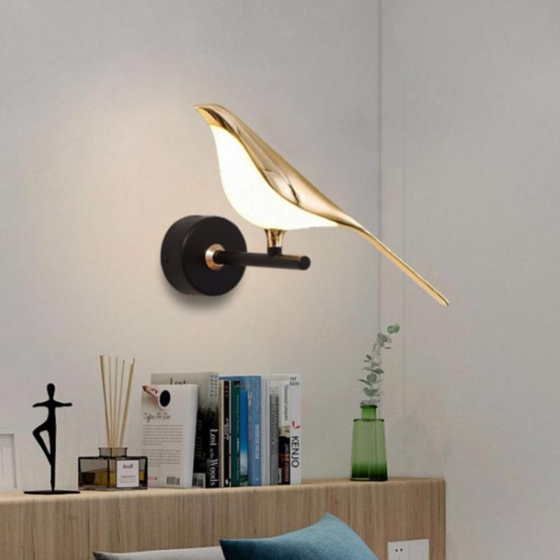 Lampe murale de chevet d'oiseau de pie d'art de style nordique