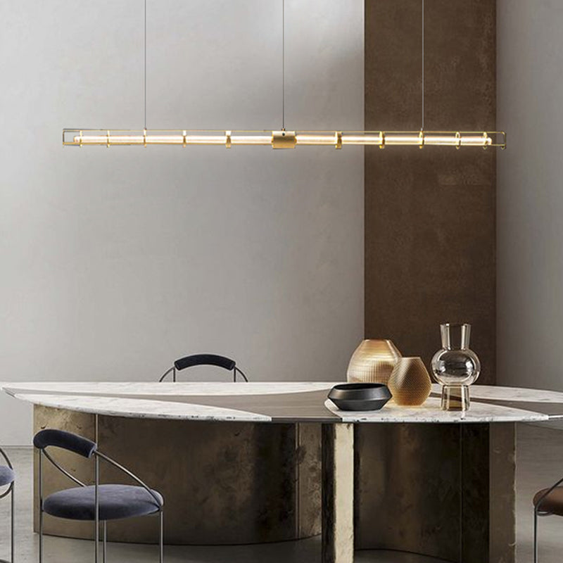 Ray Suspension Linéaire Moderne, Métal/Verre, Doré, Salon