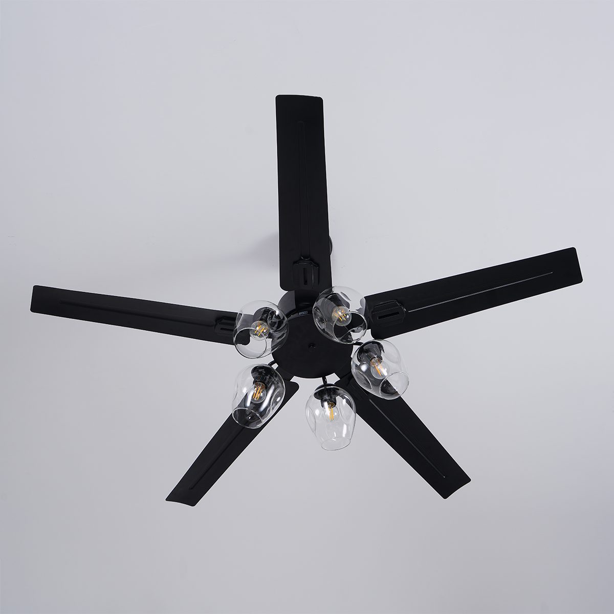 Morivia Plafonnier Verre Noir Vintage Ventilateur de plafond
