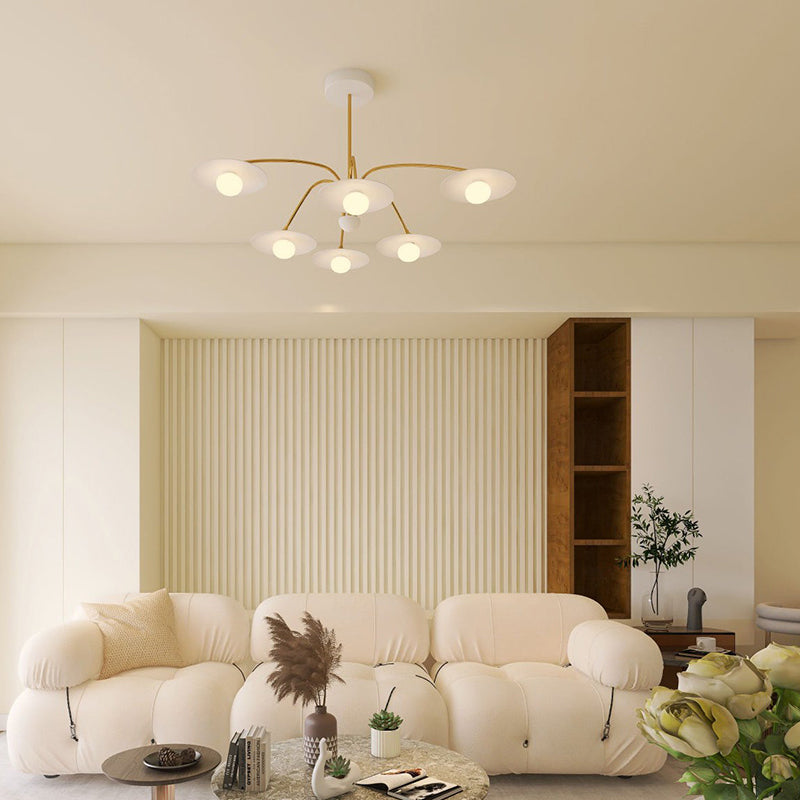 Arisha Suspension Fleur Art Déco, Métal/Verre, Blanc, Salon