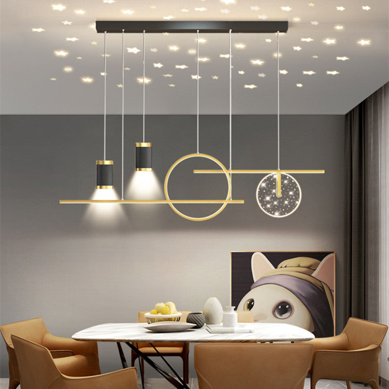 Arisha Luminaires Suspension Etoilé Moderne, Métal, Noir/Blanc/Or, Salon