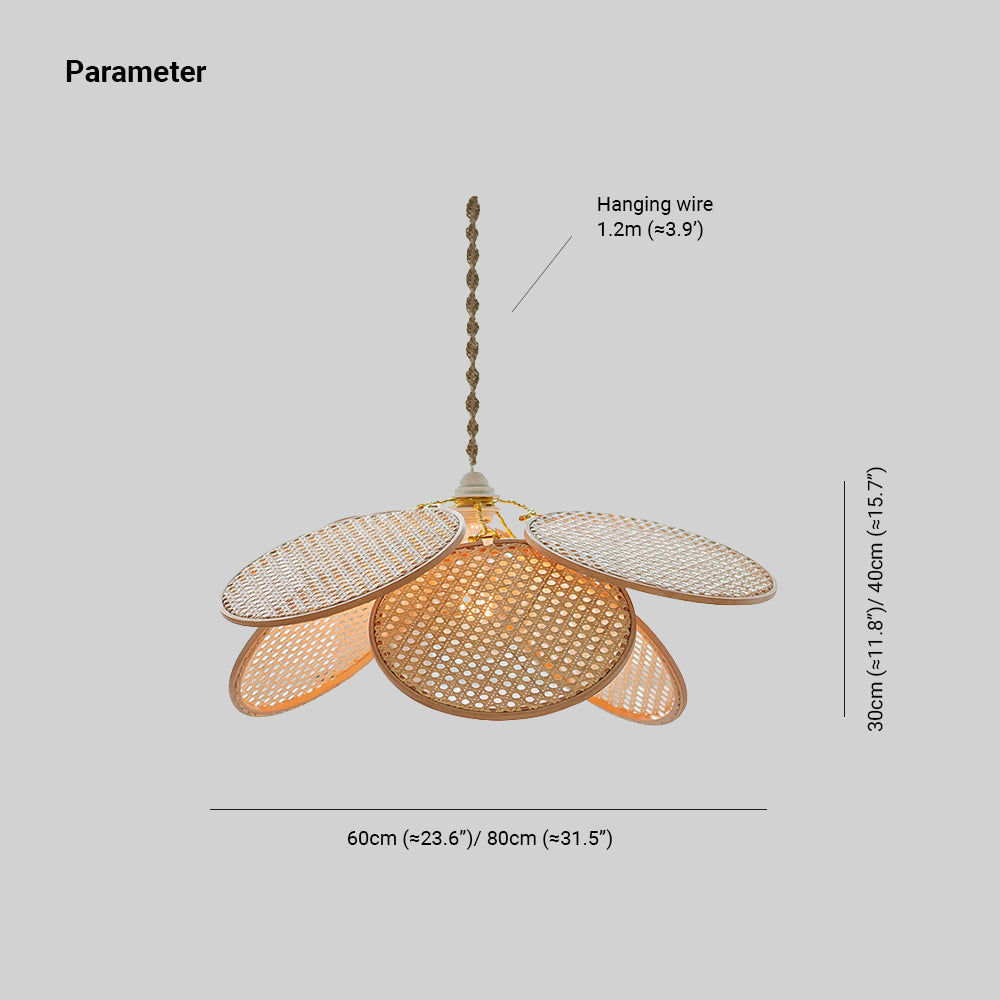 Ritta Suspension Petale Naturelle, Metal/Rotin, Bois, Chambre à Coucher