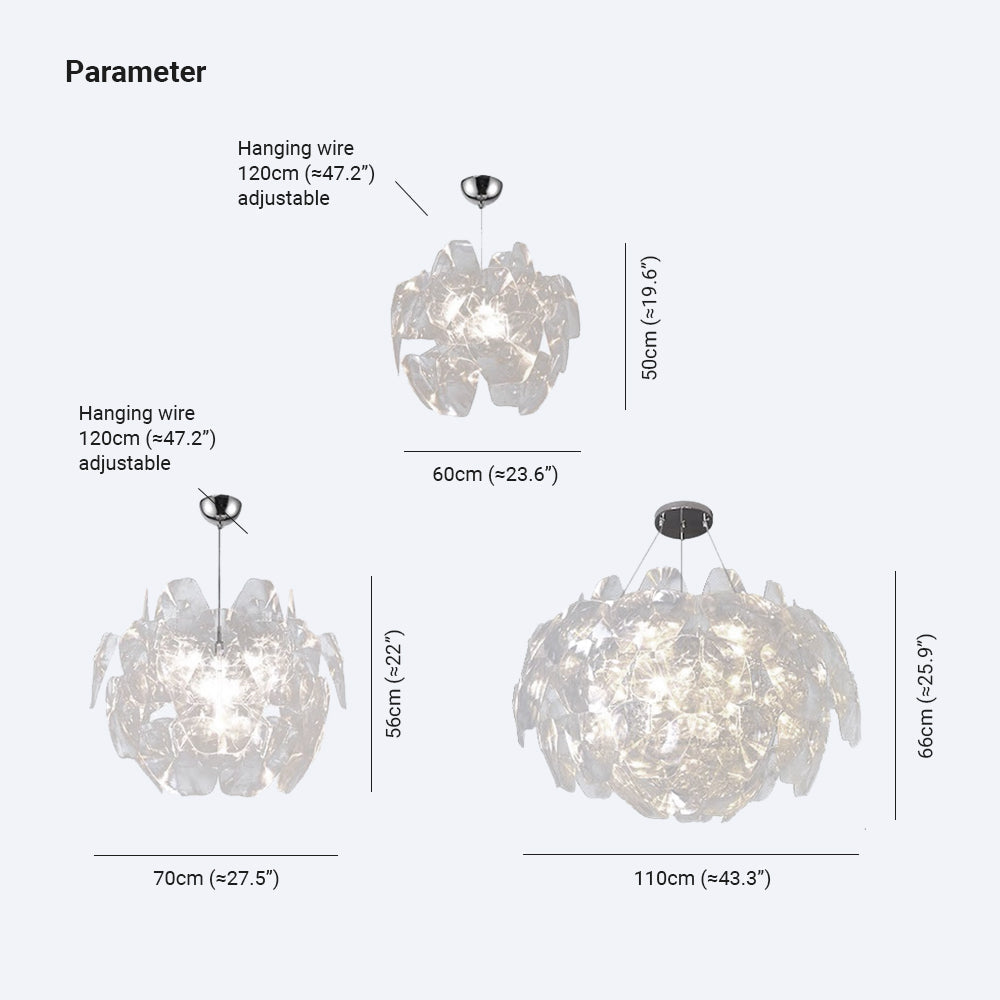 Arisha Suspension Globe Moderne, Metal/PVC, Transparent, Chambre