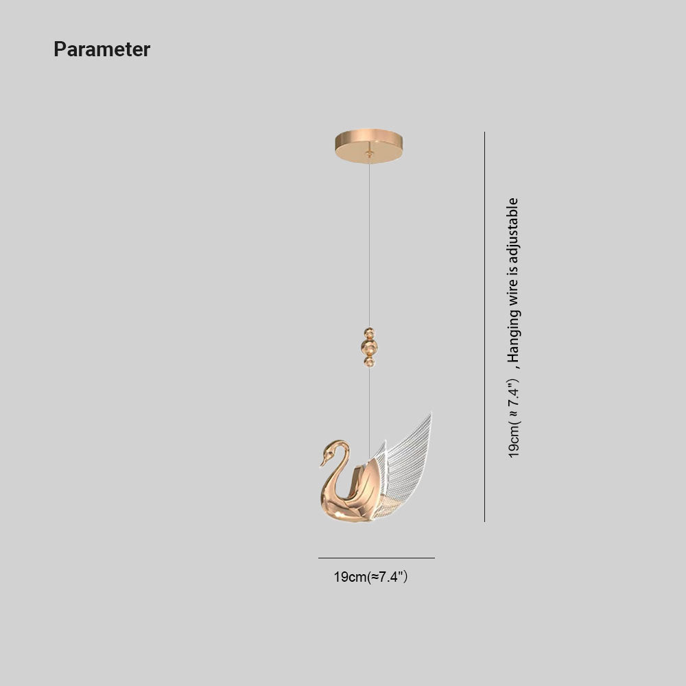 Arisha Design Luminaires Suspensions Cygne Moderne LED Métal/Acrylique Doré Rosé Salon