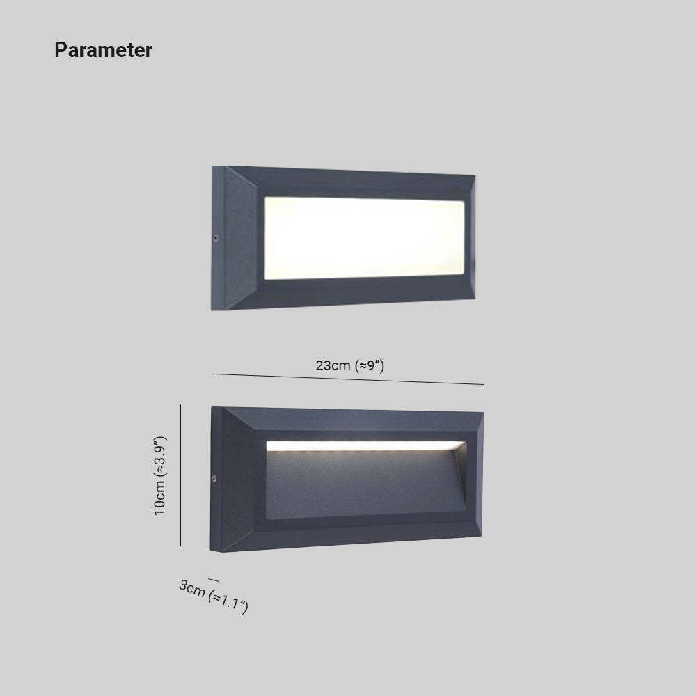 Ray Éclairage Escalier Extérieur Rectangulaire Simple, Métal, Noir, Cour
