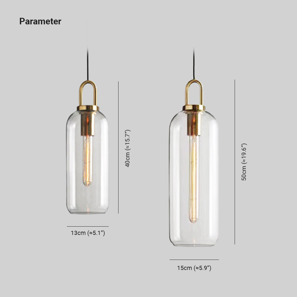 Valentina Luminaires Suspensions Cylindre Moderne Métal/Verre Gris Fumé/Clair Salon/Bureau