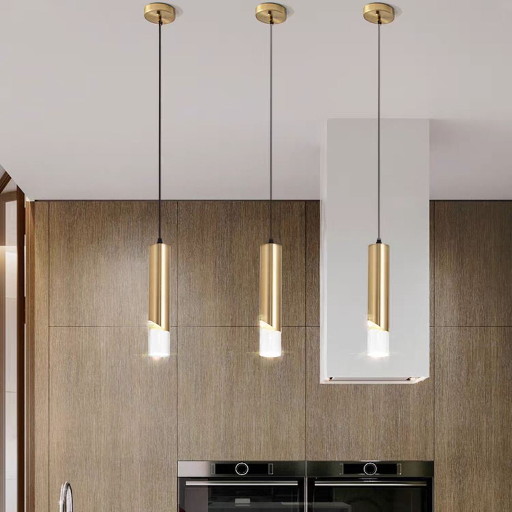 Ray Luminaires Suspension LED Simple Acrylique/Métal Or/Noir Salon