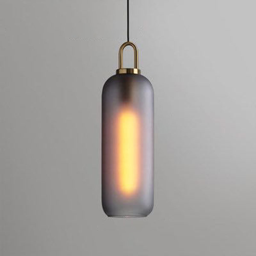 Valentina Luminaires Suspensions Cylindre Moderne Métal/Verre Gris Fumé/Clair Salon/Bureau